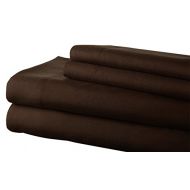 Amrapur Overseas | Hotel Collection | Luxuriously Soft 4-Piece Microfiber Bed Sheet Set (Chocolate, Queen)
