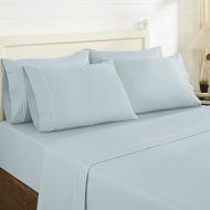 Amrapur Overseas Ultra-Soft 1000 Thread Count Cotton Rich 6-Piece Bed Sheet Set with Double Marrow Hem, King, Sterling Celestial Blue