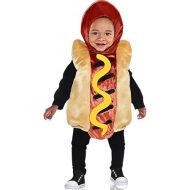 Amscan Multicolor Velvet Kids Hot Dog Tunic Costume with Hood Set - (18-24 Months) - Perfect for Costume Parties and Pretend Play, Beige, Black and Red