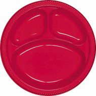 Amscan 10 Inch Divided Plates Classic Red Package of 20