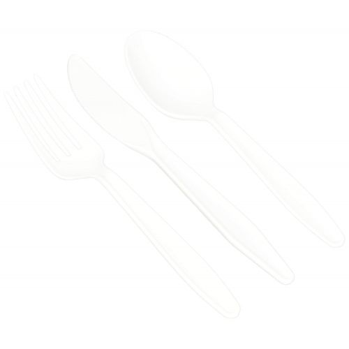  Amscan amscan Big Party Pack Window Box Cutlery Set | White | 210 ct. | Party Supply