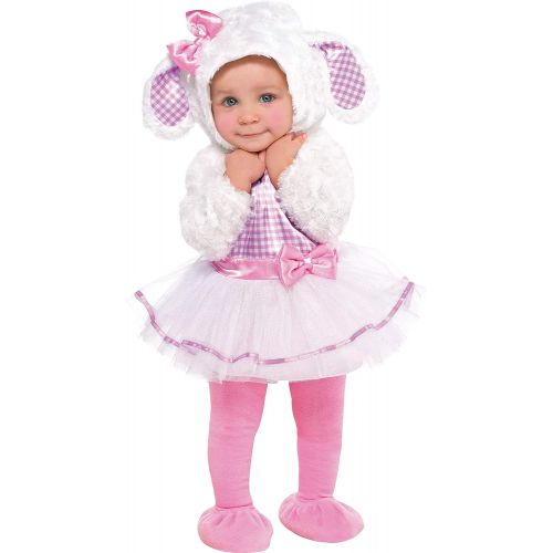  Amscan Baby Little Lamb Halloween Costume for Infants, Includes a Dress, a Hood, Tights and Booties