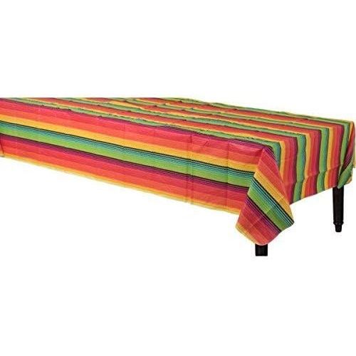  Amscan Festive Cinco de Mayo Party Flannel-Backed Vinyl Table Cover (2 Pack), Multi Color, 15 x 9.5