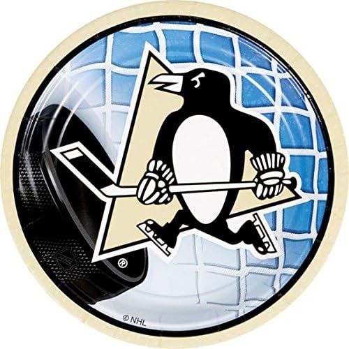  Amscan Pittsburgh Penguins Collection Plates 7 Round, Party Plates