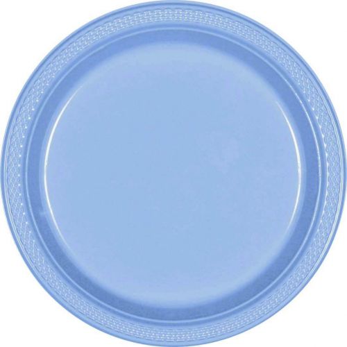  Amscan Round Pastel Blue Dessert Plates For Party | Plastic | 20 Ct.