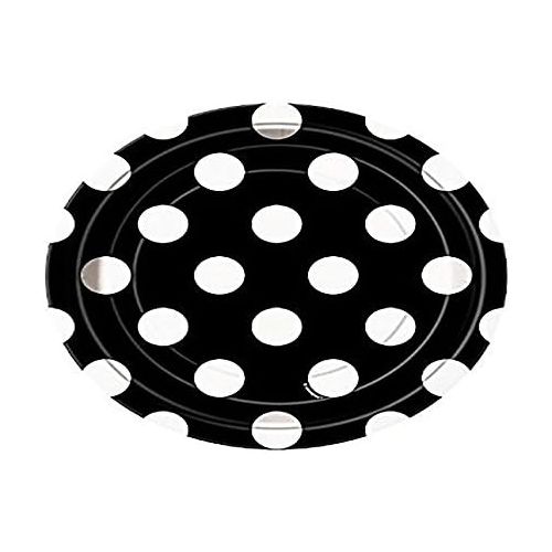 Amscan Tableware Collection, Dots Round Plates Party Supplies, 9, Black: Kitchen & Dining