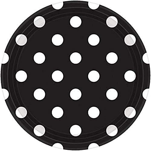  Amscan Tableware Collection, Dots Round Plates Party Supplies, 9, Black: Kitchen & Dining