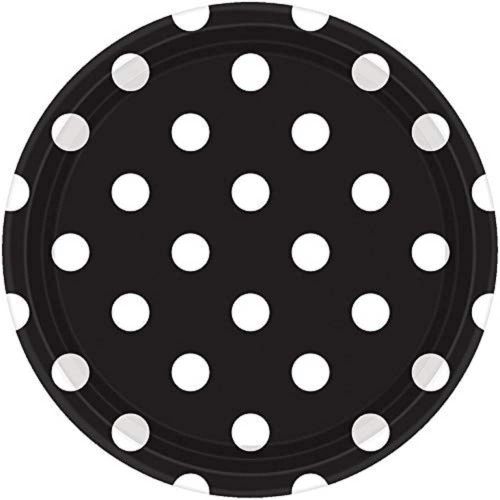  Amscan Tableware Collection, Dots Round Plates Party Supplies, 9, Black: Kitchen & Dining