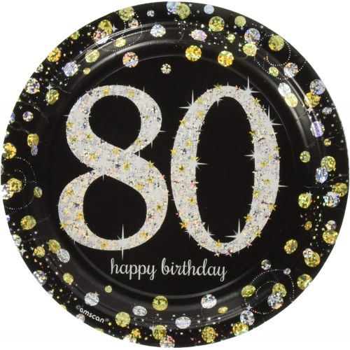  Amscan Sparkling Celebration 80 Round Prismatic Plates, 7, 8pcs, Birthday