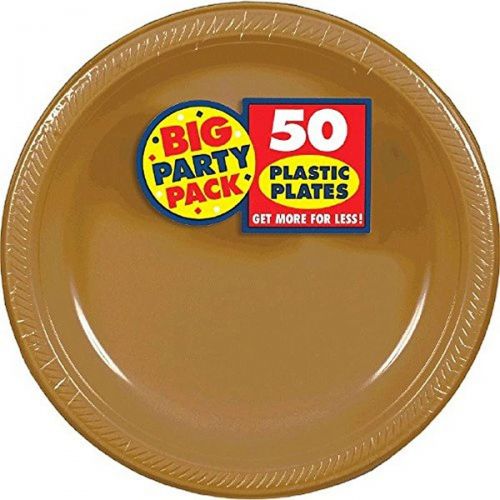  Big Party Pack 50 Count Plastic Dessert Plates, 50 Pieces, Made from Plastic, Celebration, 7 Inches by Amscan