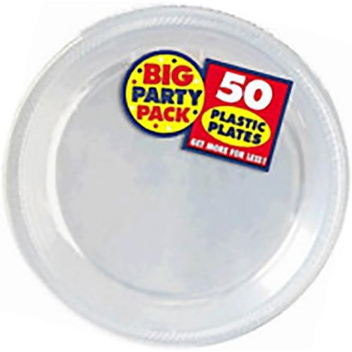  Amscan Big Party Pack Clear Plastic Plates | 10.25 | Pack of 50 | Party Supply