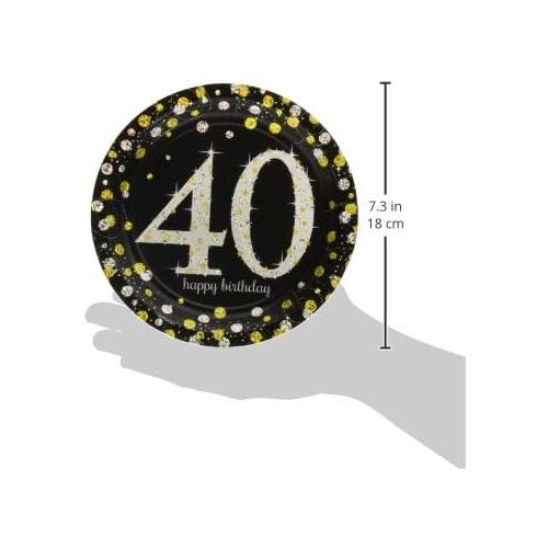  Amscan Sparkling Celebration 40 Round Prismatic Plates, 7, 8 pcs, Birthday