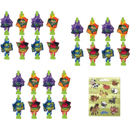  Amscan Ninja Turtles TMNT Birthday Party Supplies Favor Bundle Pack includes 24 Party Blowouts