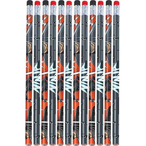  Amscan Action Packed Ninja Pencil Birthday Party Favours, 7, Pack of 12