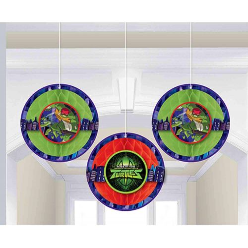  amscan Teenage Mutant Ninja Turtle Printed Hanging Honeycomb Balls - 3pc