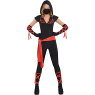 amscan Dragon Fighter Ninja Halloween Costume for Adults Hooded Jumpsuit, Mask, Waist Sash, Gloves