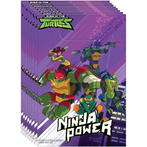  Amscan TMNT Ninja Turtles Birthday Party Supplies Bundle Pack for 16 Includes Lunch Plates, Lunch Napkins, Cups, Table Cover, Favor Loot Bags - Bundle for 16