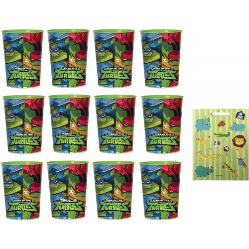  Amscan TMNT Ninja Turtles Birthday Party Supplies Favor Bundle includes 12 Plastic Reusable Cups