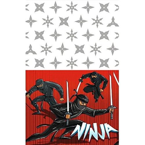  amscan Black Ninja Birthday Table Cover Tableware, Multicolor, 54 x 96