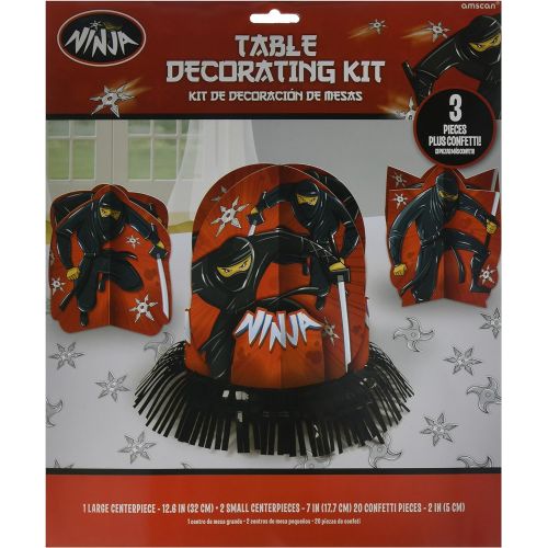 amscan Boys Black Ninja Birthday Party Table Decorating Kit (23 Piece), Multicolor, One Size