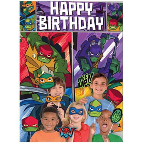  Amscan Teenage Mutant Ninja Turtles Birthday Scene Setter with Photo Props- 17 pcs, Multi-colored, One Size