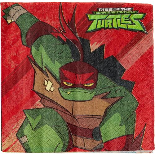  Amscan Rise of the Teenage Mutant Ninja Turtle Luncheon Paper Napkins - 6.5 x 6.5 Multicolor Pack of 16