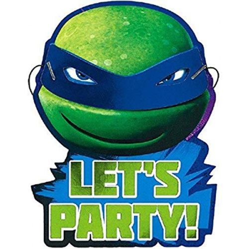  amscan Teenage Mutant Ninja Turtles Invitations Pack of 8 Party Supply Green, 8 x 6