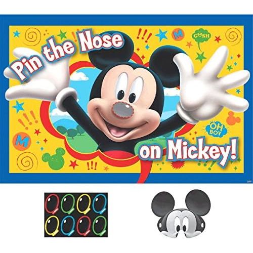  Amscan Disney Mickey Mouse Pin the Nose on Mickey Party Game, Party Favor