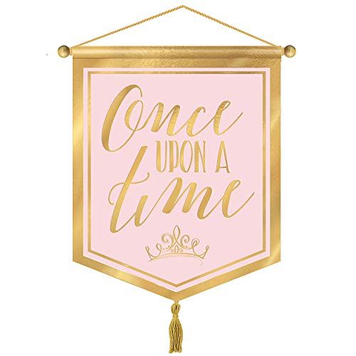  Amscan 242831 Disney Princess White and Metallic Gold Canvas Hanging Decoration, 1 piece