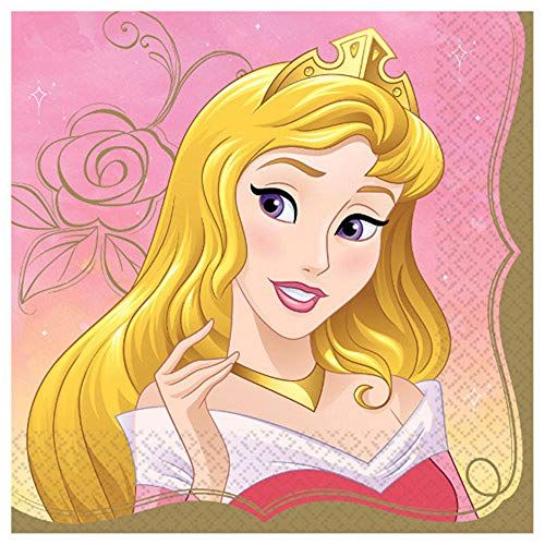  Amscan Disney Princess Aurora Luncheon Party Napkins, 6.5 X 6.5, 16 Ct.