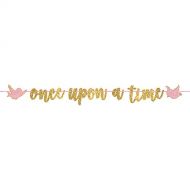 amscanDisney Princess Pink and Glitter Gold Ribbon Letter Party Banner, 12 x 8, One Size (120502)