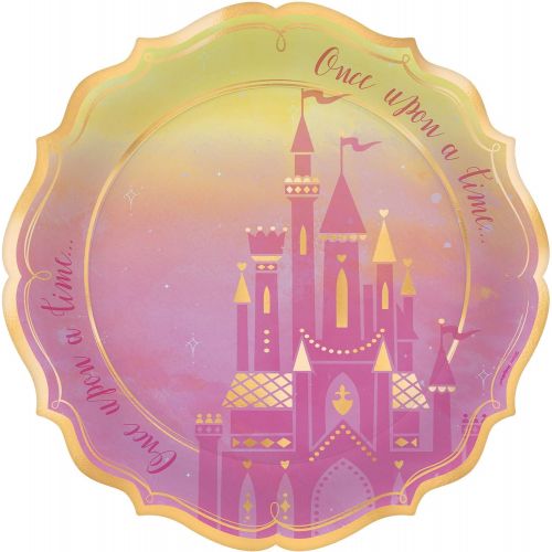  AmscanDisney Princess Pink and Metallic Gold Shaped Party Paper Plates 10.5, 8 Ct. (5972357)