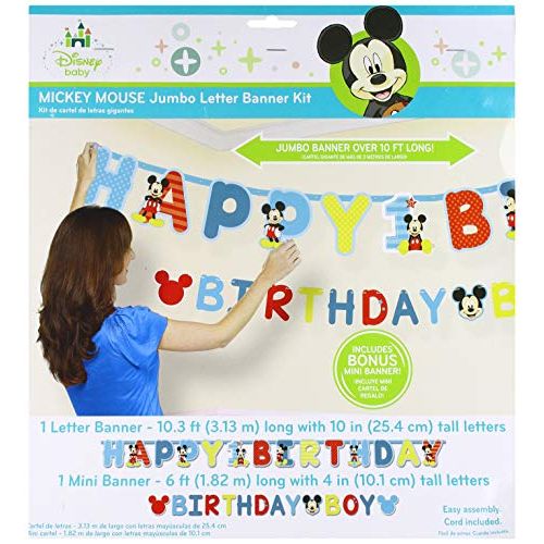  Amscan Disney Mickeys Fun to be One Jumbo Letter Happy Birthday Banner Kit