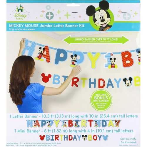  Amscan Disney Mickeys Fun to be One Jumbo Letter Happy Birthday Banner Kit