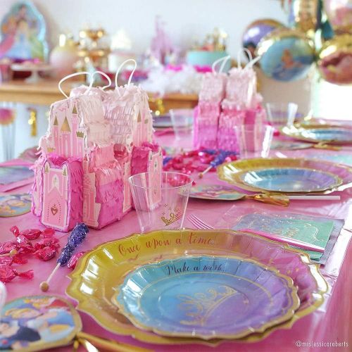  amscan Disney Princess Pink and Yellow Plastic Party Table Cover, 54 x 96 (table accessory)