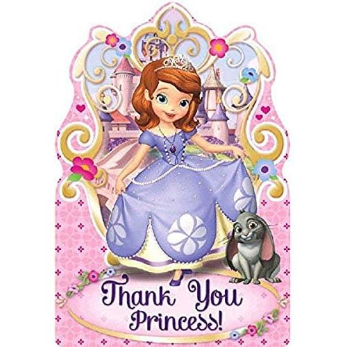  Amscan Postcard Thank You Cards | Disney Sofia The First Collection | Party Accessory