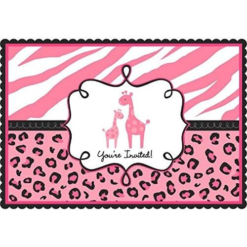  Amscan Sweet Safari Girl-Postcard Invitations