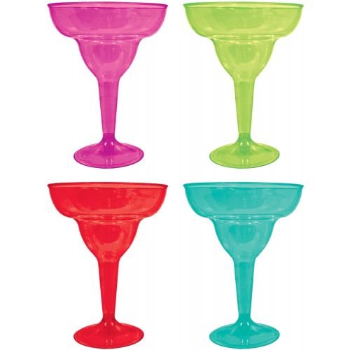  [아마존베스트]Amscan Fun-filled Fiesta Cinco de Mayo Party Assorted Colors Margarita Glasses Tableware, Plastic, 8oz, Pack of 20, 11 oz, Multicolor
