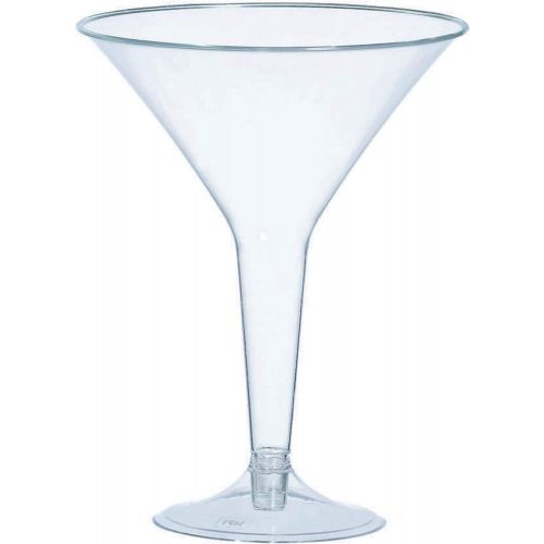  [아마존베스트]Amscan Big Party Pack Clear Plastic Martini Glasses | 8 oz. | Pack of 20 | Party Supply