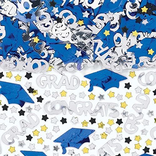  [아마존베스트]Amscan Bright Royal Blue School Colors Embossed Metallic Confetti | 1 pack | Party Favor