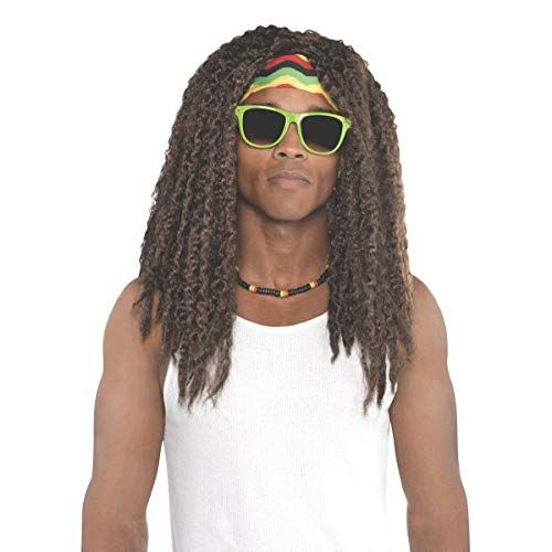  할로윈 용품amscan 845746 Cool Vibrations Rasta Wig | One Size | Costume Accessory, Black