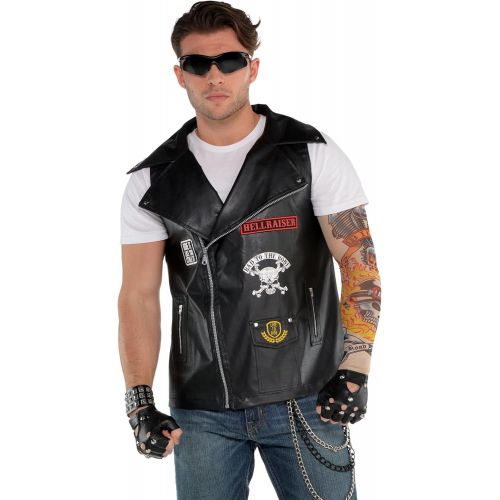  할로윈 용품amscan 847422 Adult Biker Vest | Costume Accessory, Black