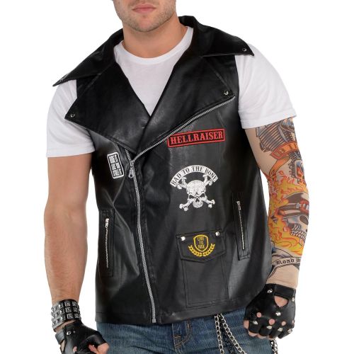  할로윈 용품amscan 847422 Adult Biker Vest | Costume Accessory, Black