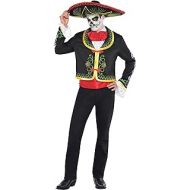 할로윈 용품AMSCAN Day of the Dead Sombrero Senor Halloween Costume for Men, Standard, with Included Accessories