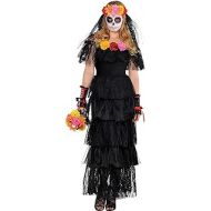 amscan Woman Day of the Dead Halloween Dress - S/M, Multicolor