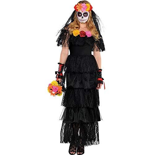  할로윈 용품amscan Woman Day of the Dead Halloween Dress - S/M, Multicolor
