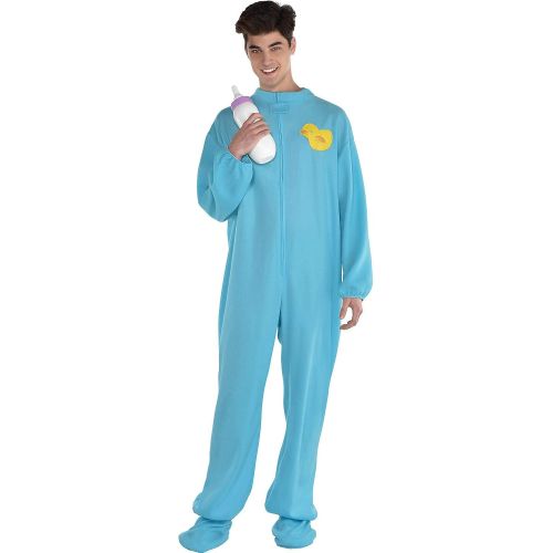  할로윈 용품AMSCAN Blue Footie Pajamas Halloween Costume for Adults, One Size