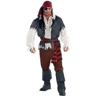 amscan 844173 Adult Castaway Captain Pirate Costume, Plus 2XL (48-52), Black