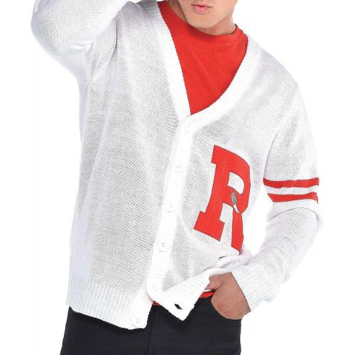  할로윈 용품Amscan Mens Grease Rydell Letterman Costume Sweater, White, Standard
