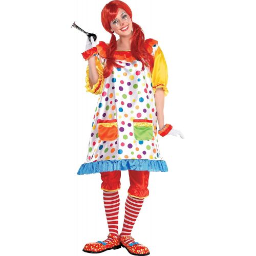  할로윈 용품Amscan 840172 Standard Adult Clown Girl Costume, Multicolor, One Size